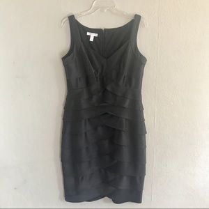 London Times Dress Womens Black Scallop Layered 12